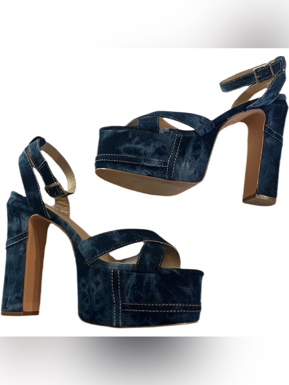 Fashion Nova Denim Chunky Heels (NWOT)